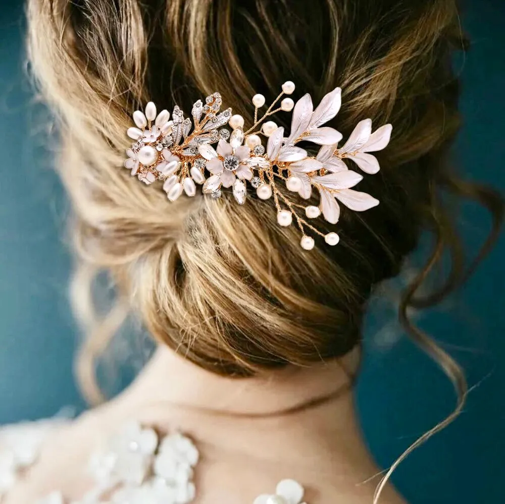 "Lesley" - Gold Pearl Bridal Hair Comb