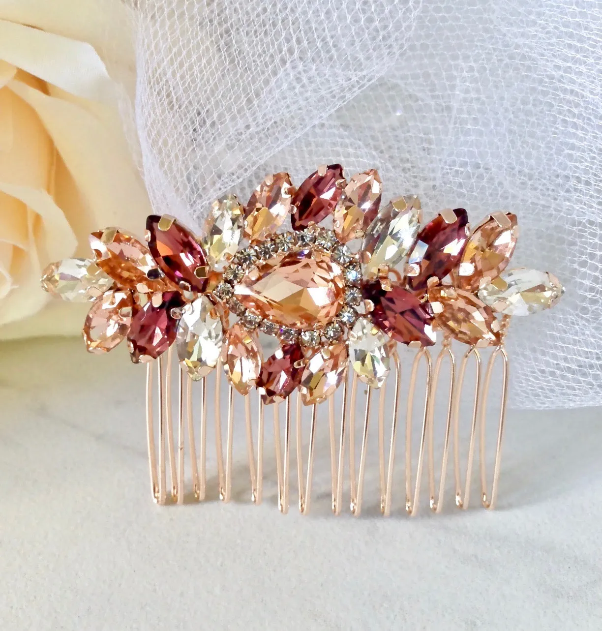 "Rosenna" - Rose Gold Bridal Hair Comb