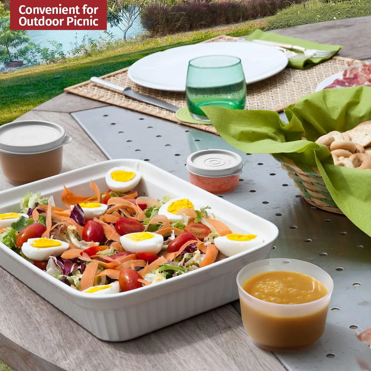 Reusable Airtight Containers 3 oz 8 pack - Snacks, Baby/Toddler Food/Puree, Condiments, Picnics & Lunch - Plastic Food Storage - Dishwasher, Microwave, Freezer Safe - BPA Free