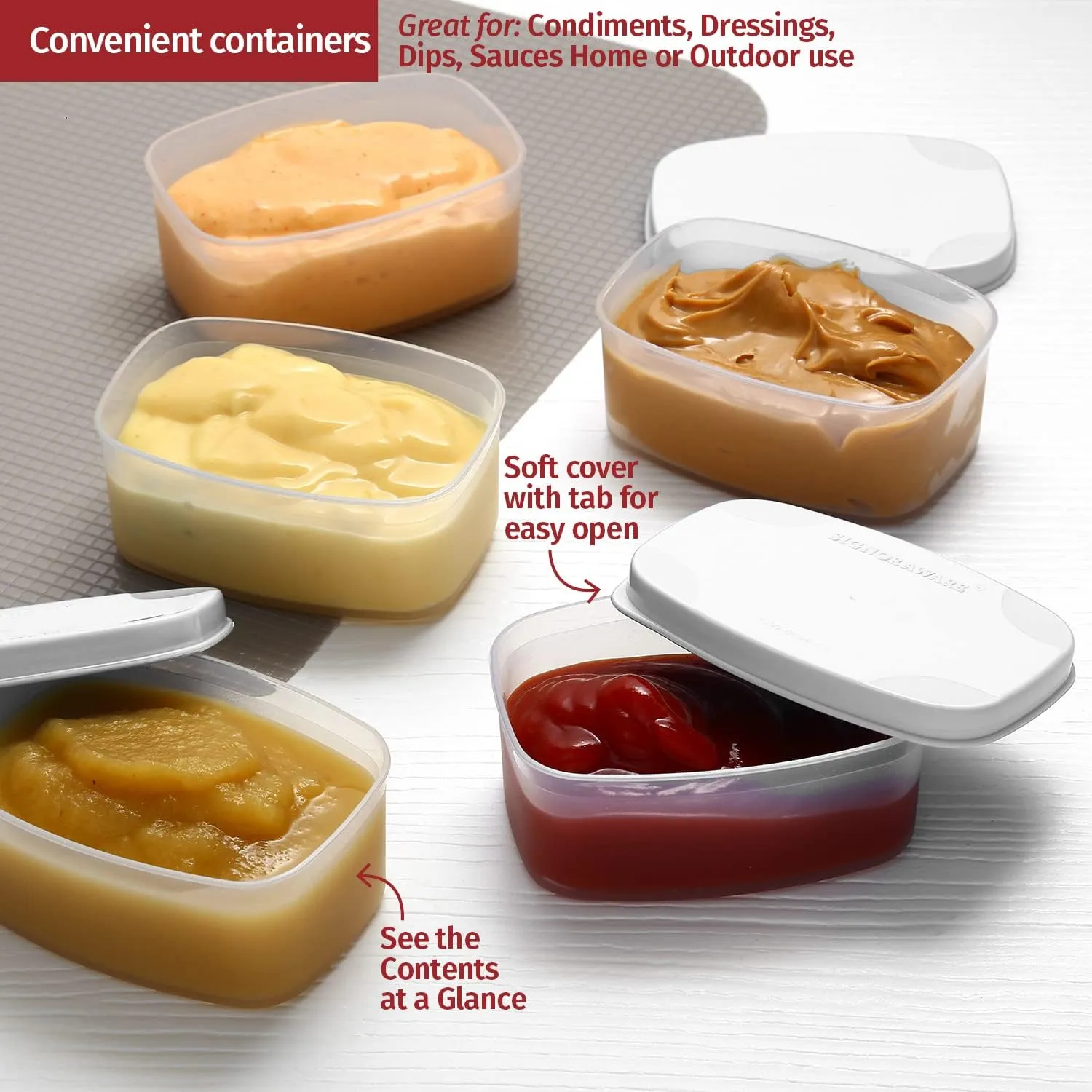 Reusable Airtight Containers 3 oz 8 pack - Snacks, Baby/Toddler Food/Puree, Condiments, Picnics & Lunch - Plastic Food Storage - Dishwasher, Microwave, Freezer Safe - BPA Free
