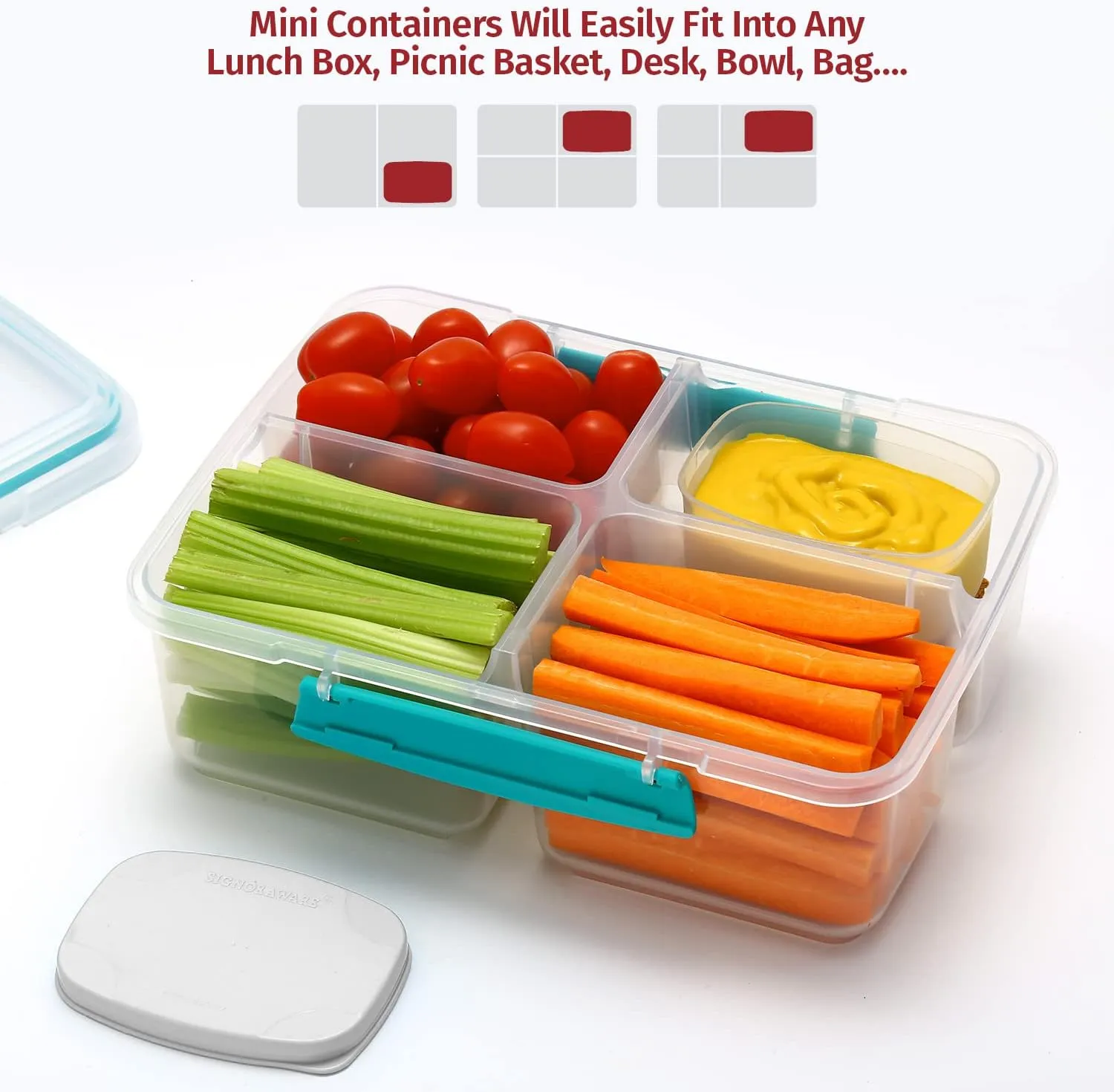Reusable Airtight Containers 3 oz 8 pack - Snacks, Baby/Toddler Food/Puree, Condiments, Picnics & Lunch - Plastic Food Storage - Dishwasher, Microwave, Freezer Safe - BPA Free