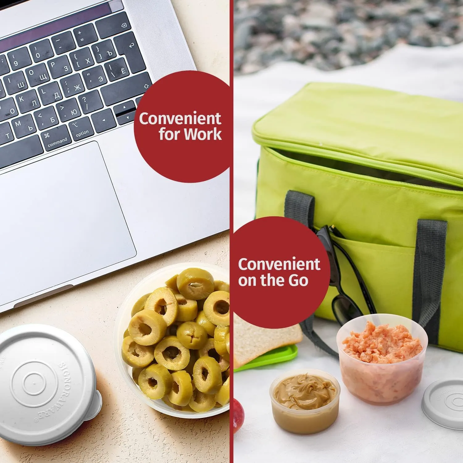 Reusable Airtight Containers 3 oz 8 pack - Snacks, Baby/Toddler Food/Puree, Condiments, Picnics & Lunch - Plastic Food Storage - Dishwasher, Microwave, Freezer Safe - BPA Free