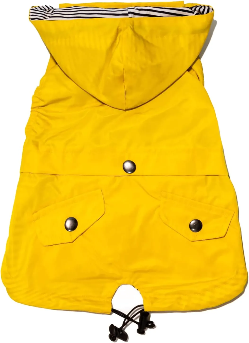 Sleeveless Zip Up Dog Raincoat with Reflective Buttons, Pockets, Rain/Water Resistant, Adjustable Drawstring, & Removable Hood - Size XS to XL - Stylish Premium Dog Raincoats (XX-Large, Yellow)