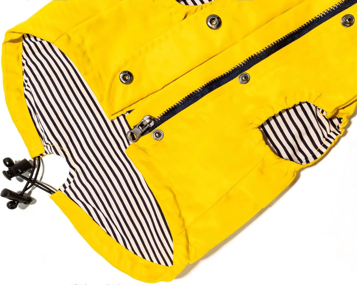 Sleeveless Zip Up Dog Raincoat with Reflective Buttons, Pockets, Rain/Water Resistant, Adjustable Drawstring, & Removable Hood - Size XS to XL - Stylish Premium Dog Raincoats (XX-Large, Yellow)