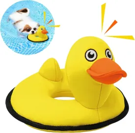 Squeaky Dog Toys, Floating Dog Toys for Indoor or Outward Play, Swim Ring Design Interactive Dog Gifts for Small and Medium Dogs - Yellow Duck
