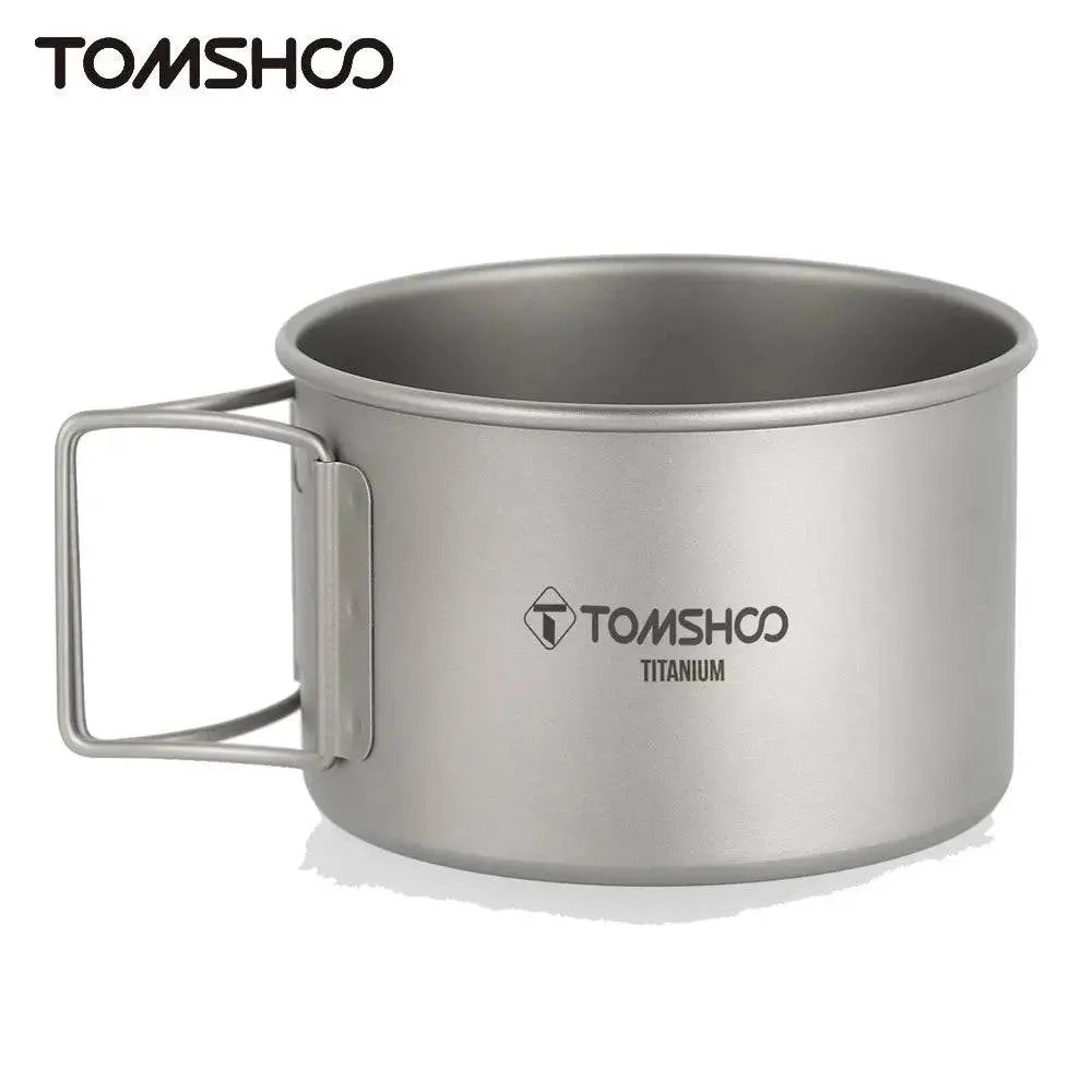 Titanium Bowl with Folding Handles Dinner Food Containers for Outdoor Camping Hiking Backpacking Equipment