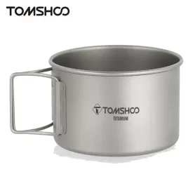 Titanium Bowl with Folding Handles Dinner Food Containers for Outdoor Camping Hiking Backpacking Equipment
