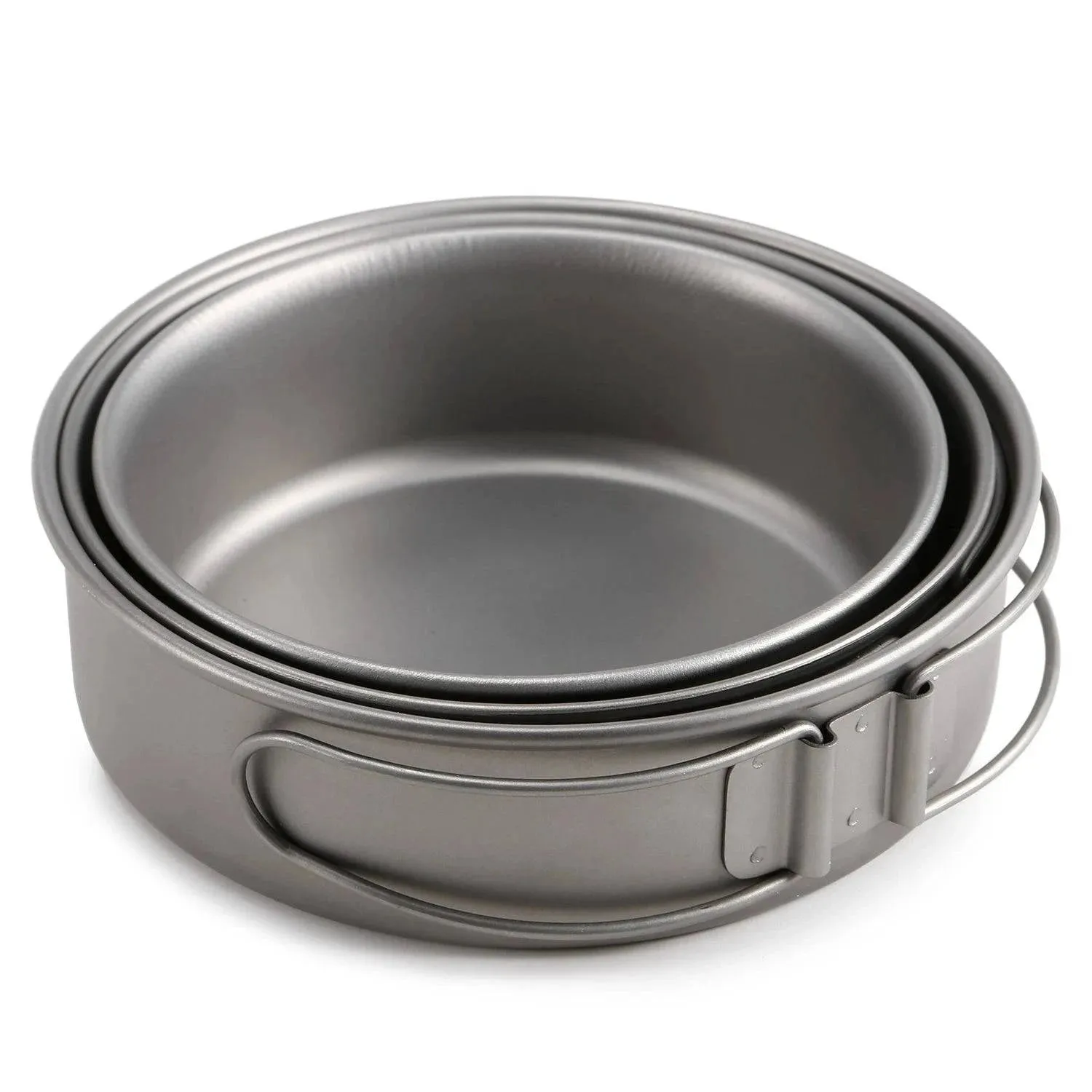 Ultralight Ti Campng Bowls Set Otudoor Dinner Bowl Pan with Foldable Handles for Camping Hiking Picnic