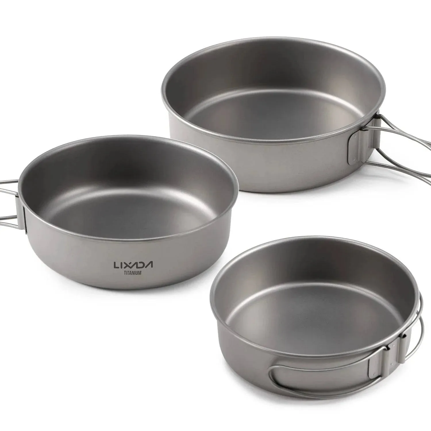 Ultralight Ti Campng Bowls Set Otudoor Dinner Bowl Pan with Foldable Handles for Camping Hiking Picnic