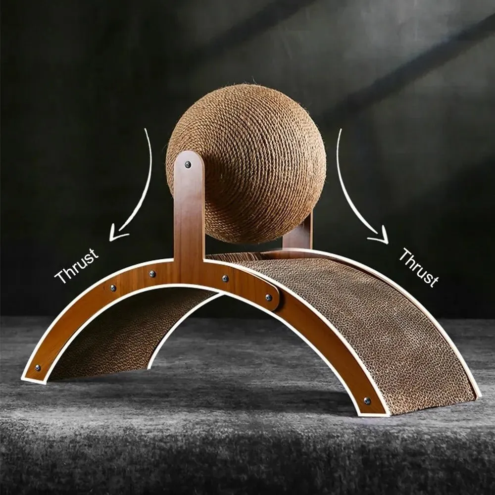 Wooden Cat Scratcher Sphere - 2-in-1 Wooden  Paw Grinding Toy