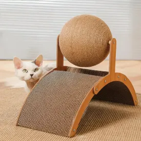 Wooden Cat Scratcher Sphere - 2-in-1 Wooden  Paw Grinding Toy
