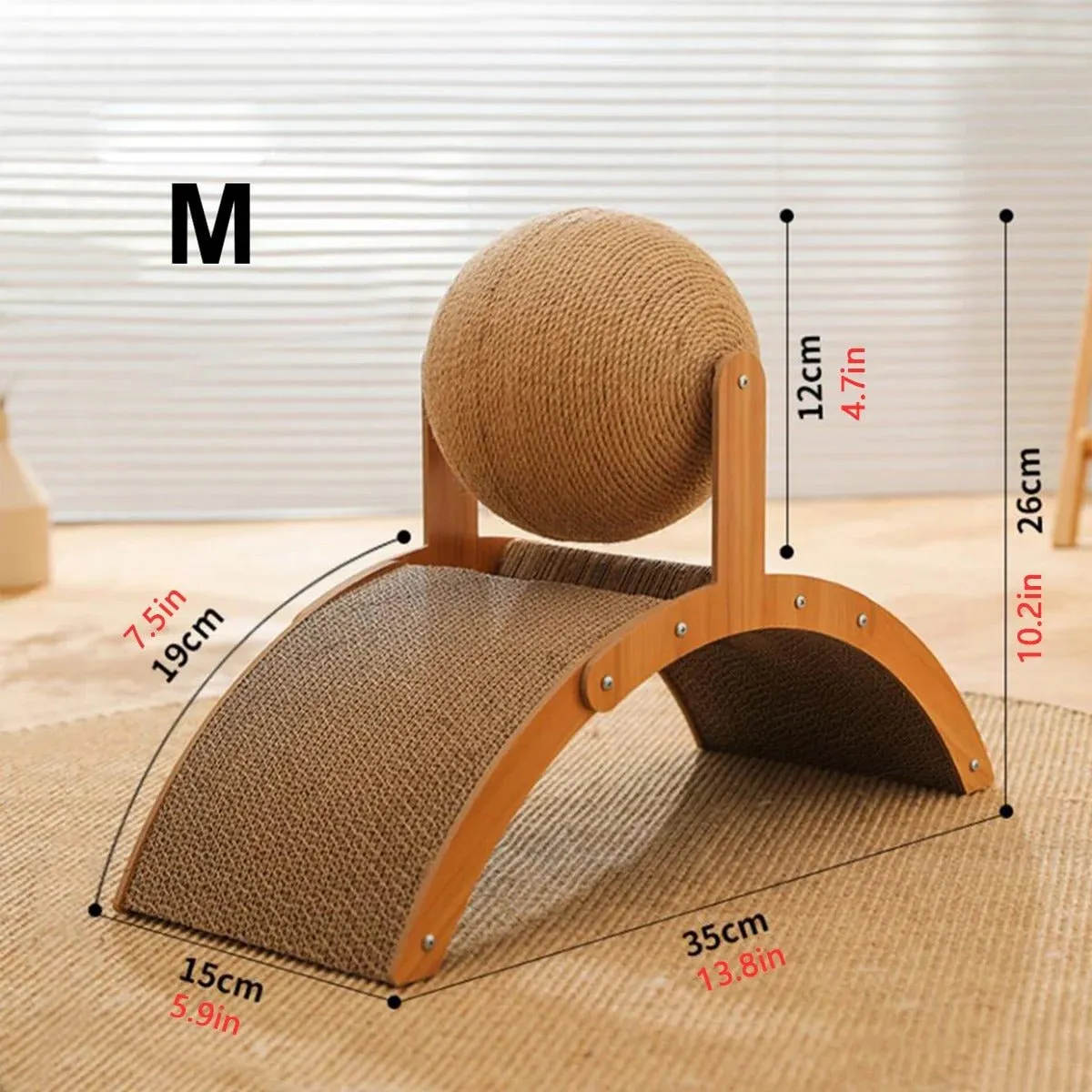 Wooden Cat Scratcher Sphere - 2-in-1 Wooden  Paw Grinding Toy